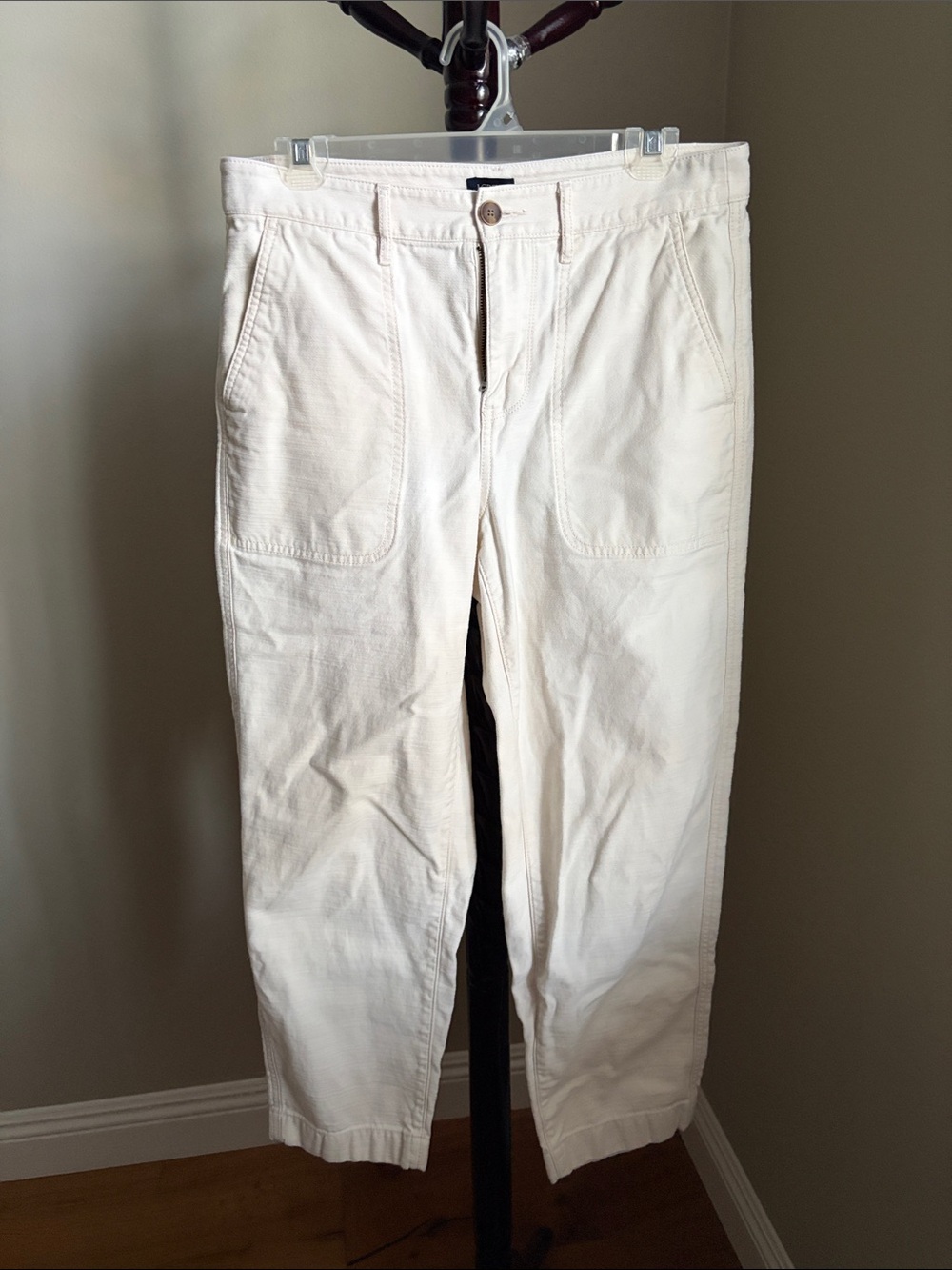 J. Crew Off-White Straight-Leg Utility Chinos